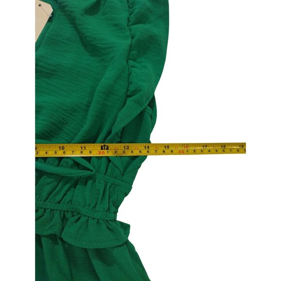 Monteau Womens Green Ruffle Sleeve Midi Dress S Polyester, NWT. - Picture 6 of 7